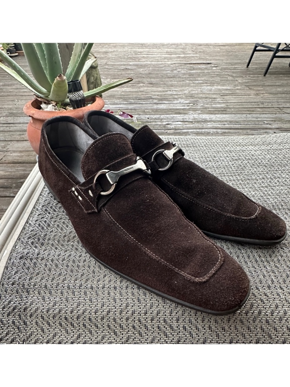 MAGNANNI Men’s Horsebit Loafers Size 10M Brown Suede Made in Spain 15804